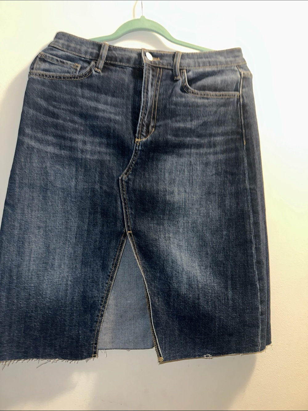 Joe's Jeans Dark Blue Denim Midi Skirt with Front Slit - Picture 2 of 5